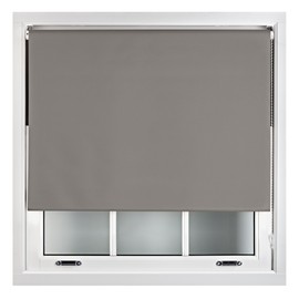 FURNISHED Grey Blackout Roller Blinds 100% Black Out Thermal Window Blind, Dark Grey, 50W x 210H cm
