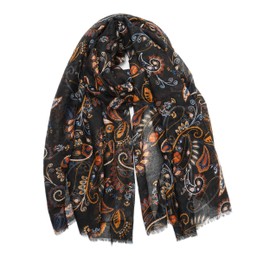 YOUR SMILE Large Boho Scarf for Women Lightweight Floral Printed Scarves Fall Winter Fashion Fringed Shawl wraps (47)