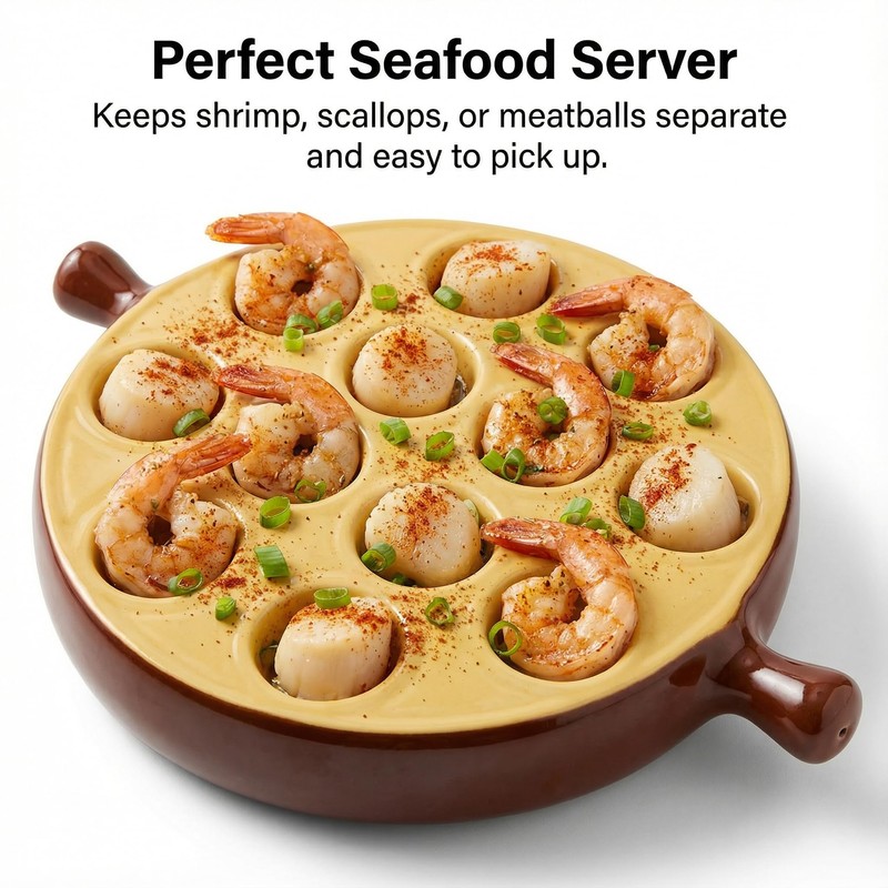 Hemoton Ceramic Escargot Baking Dish, 12 Holes Snail Plate with