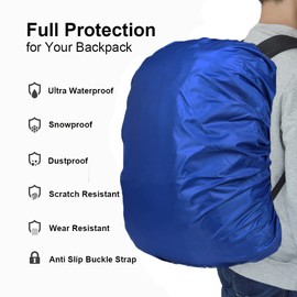 Evotopf Waterproof Backpack Rain Cover with Adjustable Anti Slip Buckle Strap & Sliver Coating Reinforced Inner Layer for Camping, Hiking, Traveling, Hunting, Biking and More, 40-50L(Sapphire Blue)