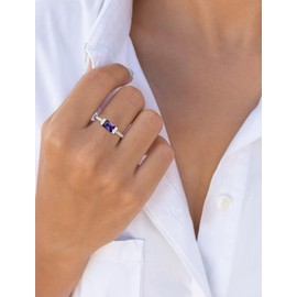 STARCHENIE Baguette Ring for Women 925 Sterling Silver February Birthstone Created Amethyst Rings Size 6