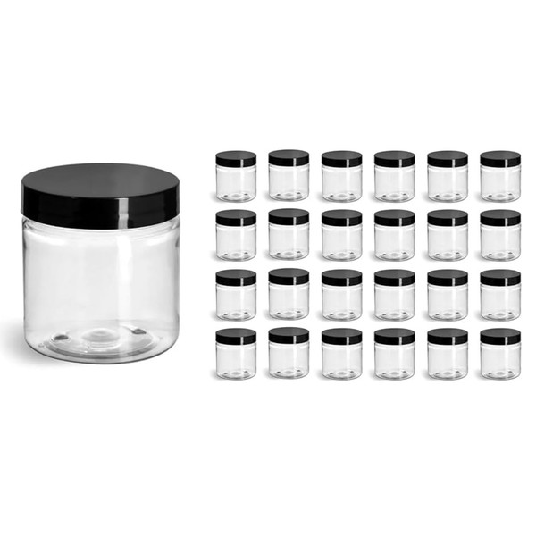 4oz | 100mL Clear PET plastic jar with black lid