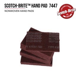 3M Scotch-Brite General Purpose 7447 Hand Pad, Very Fine Grade, 6 in x 9 in, Pack of 20, Aluminum Oxide, Surface Preparation, Scuffing, Blending, Cleaning, Maroon