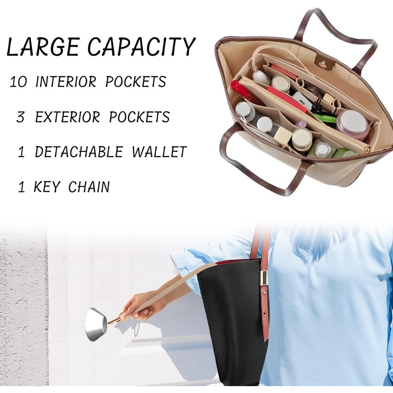 Purse Organizer Insert with Zipper Felt Bag Organizer Handbag Organizer