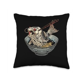 Kuhli Loach Eating Ramen Throw Pillow