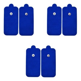 6 Electrodos Parches Pads Almohadilla 5x10 Broche 3.5mm Azul                                                                                          