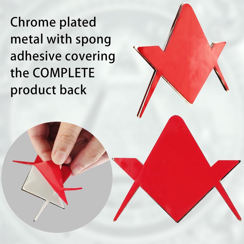 2 Pack 2.75" Chrome Plated Masonic Car Emblem Mason Square