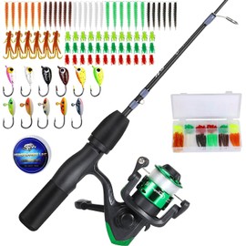 Sougayilang Ice Fishing Combos, Sensitive Ice Spinning Reel and Fishing Rod Combo for Trout, Walleye, Perch, Panfish Bluegill Crappie- 26in M with Complete Kit