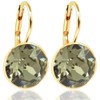 Nobel Schmuck Short Earrings with Crystals, 925 Silver, Gold, Silver,