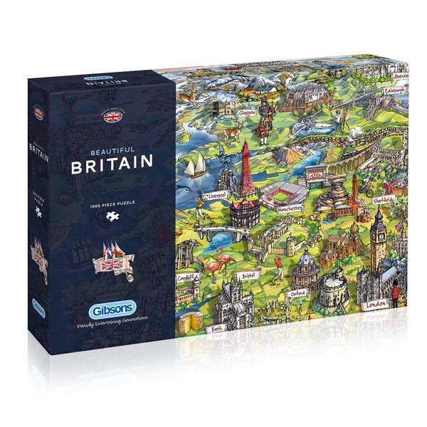 Beautiful Britain 1000 Piece Jigsaw Puzzle | Sustainable Puzzle for Adults | Premium 100% Recycled Board | Great Gift for Adults | Gibsons Games