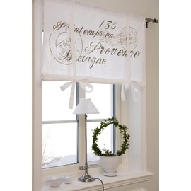 LillaBelle Raff Curtain Nice Sand 140 x 100 cm W x L (H) Roller Blind White Country House Vintage Shabby