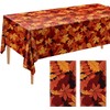 Ruisita 2 Pack Fall Leaf Tablecloth Table Cover Plastic Autumn Thanksgiving Tablecloth Maple Leaves Table Cloth Table Cover 108 x 54 Inches for Harvest Fall Thanksgiving Parties Decor
