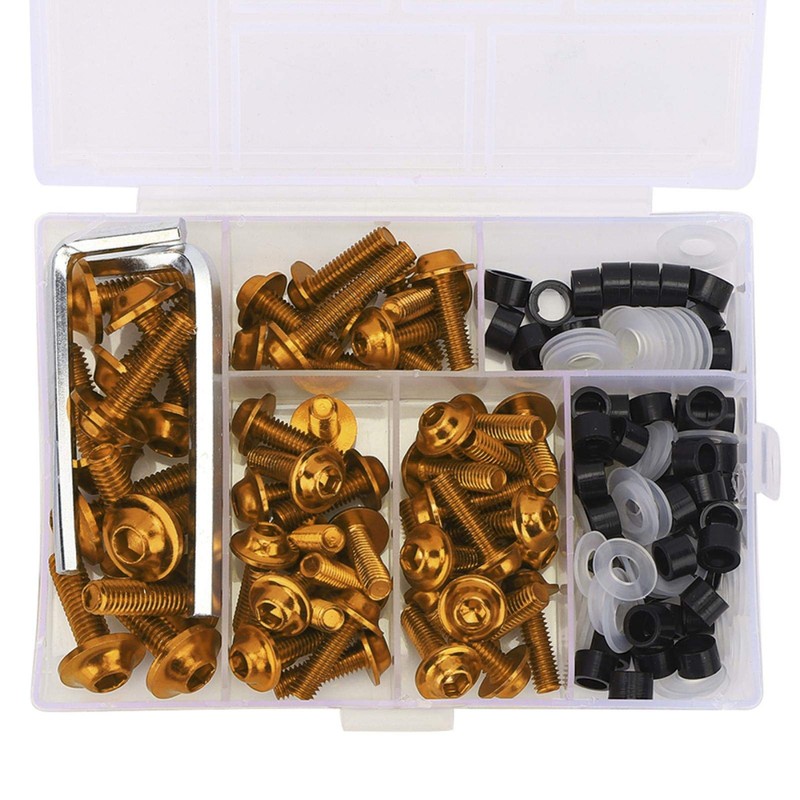 Fairing Bolts Kit, ABS+Aluminum 158Pcs/Set Universal Fairing Bolts Gasket Wrench