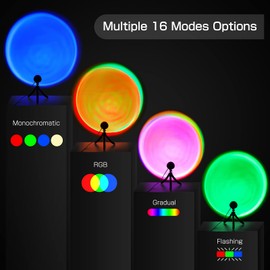 COLWINKU Sunset Lamp Projector Multicolor Changing LED Projection Lamp,Switch Button and APP Control 360° Rotating Romantic Vision Mood Light Suitable for Photography, Selfie, Living Room Decoration