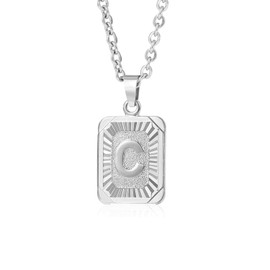 Glimmerst Initial Pendant Necklace 18K Gold Plated Stainless Steel Letter Necklace Personalizd Name Necklace for Women, Metal, No Gemstone