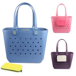 Velvet Wing Beach Tote Bag XL size – Waterproof Tip Proof Rubber Tote for Travel, Pool, Groceries Sports & more