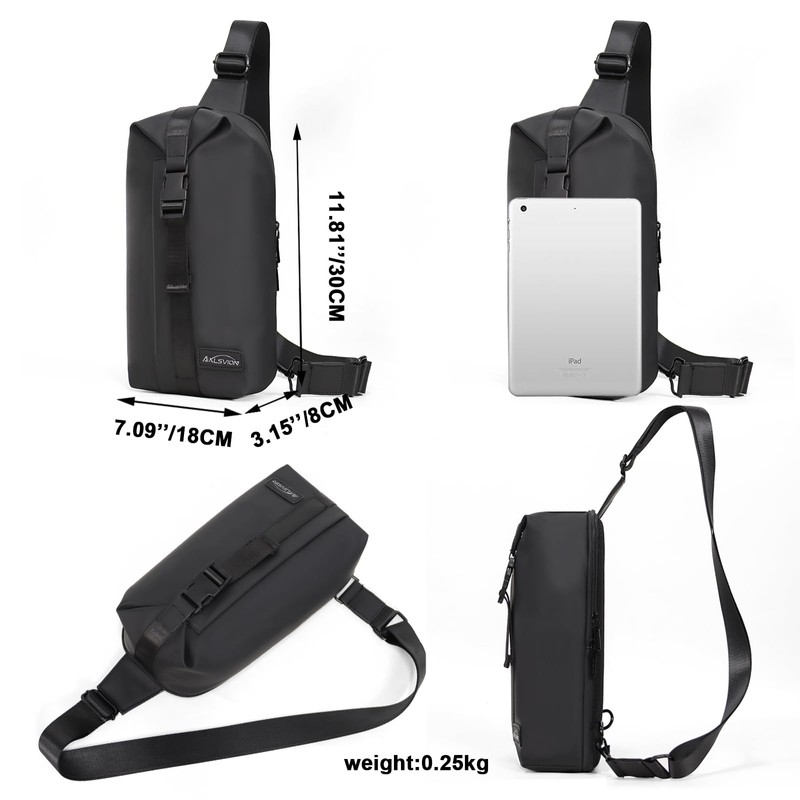 Crossbody Sling Bag, Water Resistant Daypack, Multi-Compartment Design, for Hiking