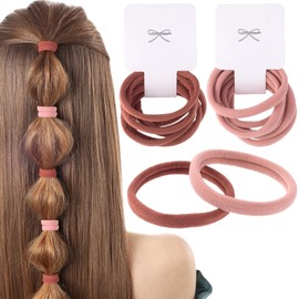 Alpinleux 24 Pcs Hair Ties No Damage, Strong Ponytail Holders, Rubber Strong Hair Bands, Stylish Hair Elastics No Damage, Stretchy Ponytail Holders for Everyday Hairstyles (Pink, Deep Orange)