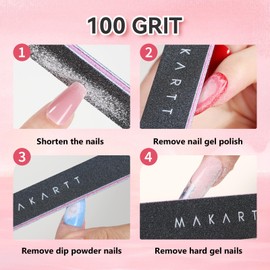 Makartt Nail File - 100/180 Grit Emery Boards for Nails, Professional Nail Files, 10pcs Double Sides Black Coarse Fingernail Filer for Acrylic and Extension Gel Removal Manicure Kit Salon Home Use