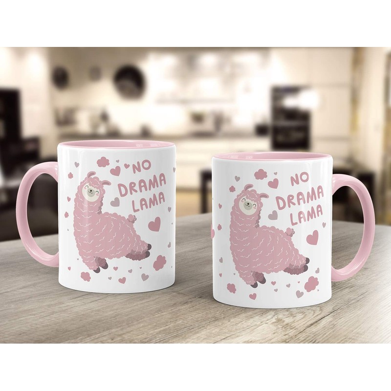 MoonWorks® Kaffee-Tasse Spruch No Drama Lama Tier Motiv rosa Bürotasse