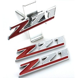 Aimoll 3pcs Grille Z71 Emblems Plus Decal Stickers Replacement for GM Silverado Sierra Tahoe (Red)