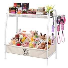 Large Dog Toy Storage Basket, Adjustable Large Pet Dog Toy Bin Organizer, Dog Toy Stuff Organizer Box with 2 Velcro Dividers for 1–3 Compartments for Living Room Area