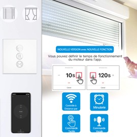 LoraTap Roller Shutter Switch Adjustable Opening Switch for Blinds WiFi Compatible with Alexa Google Home for Voice Control Smart Timer Wall Motor