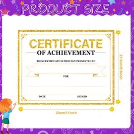 30 Pieces Certificate of Achievement Student Awards Certificates Paper Month Certificates 8.5 x 11 Inch - Gold