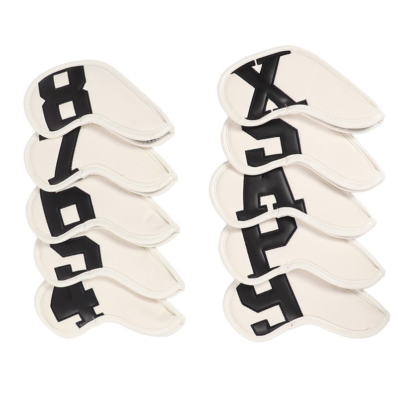 10pcs set PU Waterproof Golf Club Iron Cover Fine Sewing