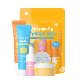 Kit de viaje hidratante para el cuidado de la piel, juego de 4 piezas esenciales para el cuidado de la piel, tamaño pequeño, juego de rutina facial para viajes para mujeres y adolescentes, juego de regalo de artículos esenciales de viaje