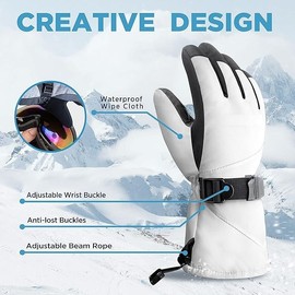 Winter Ski Gloves for Men, Women. Waterproof Gloves Unisex for Cold Weather, Outside. Size XL.