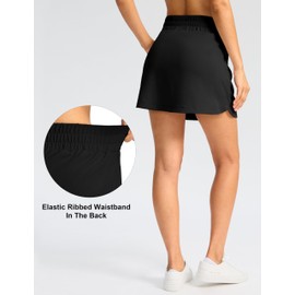 Viodia Golf Skirts for Women with Shorts High Waisted Tennis Skorts with 4 Pockets Lightweight Athletic Skort Black M
