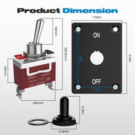 Toggle Switch, Malictele 12V 30A Heavy Duty ON/Off 2Pin SPST Waterproof Toggle Switch with Mounting Panel and Waterproof Cap for Auto Car Boats