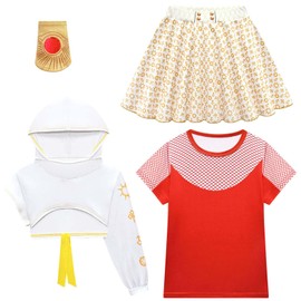 Girl Kids 4PCS Zombies Nova Dresses Daywalker Hooded Tops Skirt Outfits Set Party Playwear