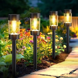Eyrosa - Paquete de 12 luces solares impermeables para exteriores, iluminación solar de paisaje para camino, jardín, camino, calzada, césped, patio, d