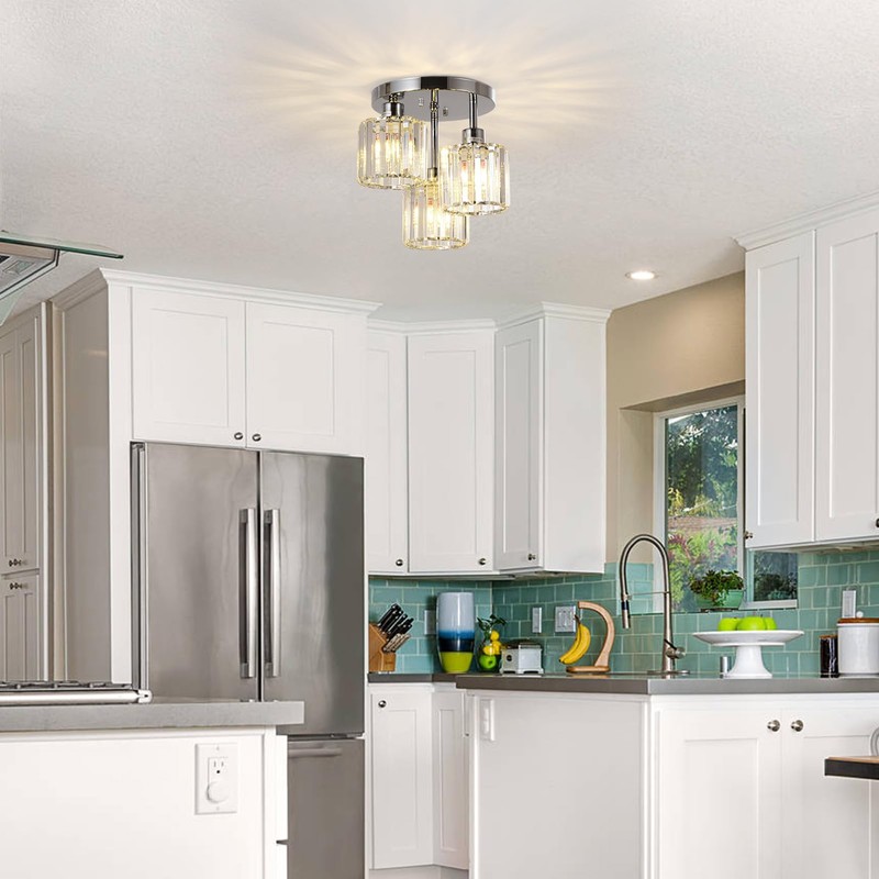 PAUFUL Semi Flush Mount Ceiling Light,3-Light Modern Close to Ceiling