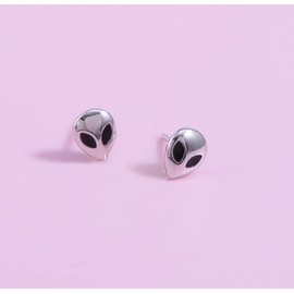 Helen de Lete S925 Sterling Silver Space Element Little Alien Stud Earrings