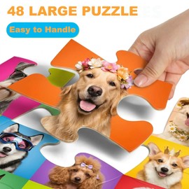 Jumbo Floor Puzzles for Kids Ages 3-5, 48 Piece Large Funny Dog Jigsaw Puzzles, Learning Educational Toys for Toddlers Ages 4-6 Preschool Educational Toys Gifts for Boys and Girls