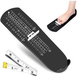 Foot Gauge, Shoe Sizer, Shoe Measuring Device, Children's Shoe Size Measuring Device with 1 Tape Measure Feet for Determining Shoe Sizes, Children, Women, Men, for EUR UK Shoe Gauge (Black)