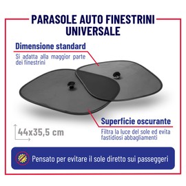 Clikeaze Parasole Auto Finestrini 44x35,5cm - Coppia Tendine Parasole Laterali Auto - 2x Tendine Parasole Auto Universali con Ventose - Parasole Auto Bambini, Adulti, Animali - Pieghevoli con Custodia