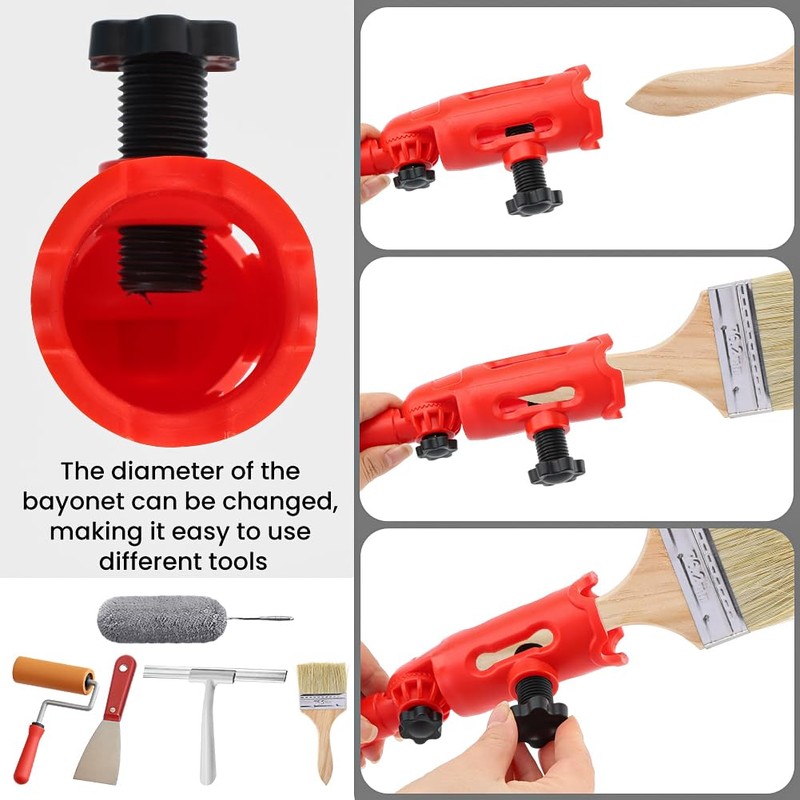 Multi-Angle Paint Brush Extender with Paint Brush, Extension Pole Attachments