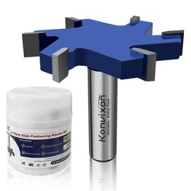 Konvixon 6 Flute CNC Spoilboard Surfacing Router Bit 1/2 inch Shank, Extra Large 2-9/16"/65mm Cutting Dia, Slab Flattening Router Bit Planing Bit Wood Milling Cutter Planer Woodworking Tool