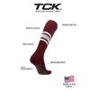 MadSportsStuff Dugout Striped Baseball Socks Pattern E (Maroon/Grey/White, Large)
