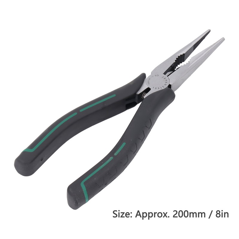 Needle Nose Pliers 8in CRV Long Mini with Non Slip