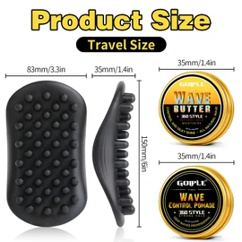 Wave Pomade Hair Twist Sponge Brush Twist Styler Brush for Black Men, Washable Afro Curl Sponge Racket for Barbers & Daily Use, Ideal for Curly Hair, Rubber Large Tooth Brush Hair Pomade Styling Set