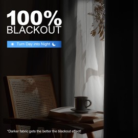 CYCMACO 100% Blackout Curtains, Set of 2, 117 x 137 cm, Thermal Curtains, Linen Look, Opaque Curtain with Eyelets, Soundproofing Curtain, Bedroom Curtains, Modern, Grey White