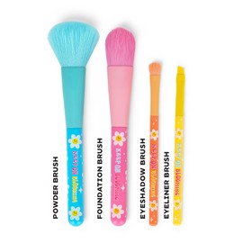 Legami - Set of 4 Brushes for Trucco, Oh My Glow, Tema Daisy, Include Powder Brush, Foundation Brush, Eyeshadow Brush, Eyeliner Brush, 100% Vegan, Size XS