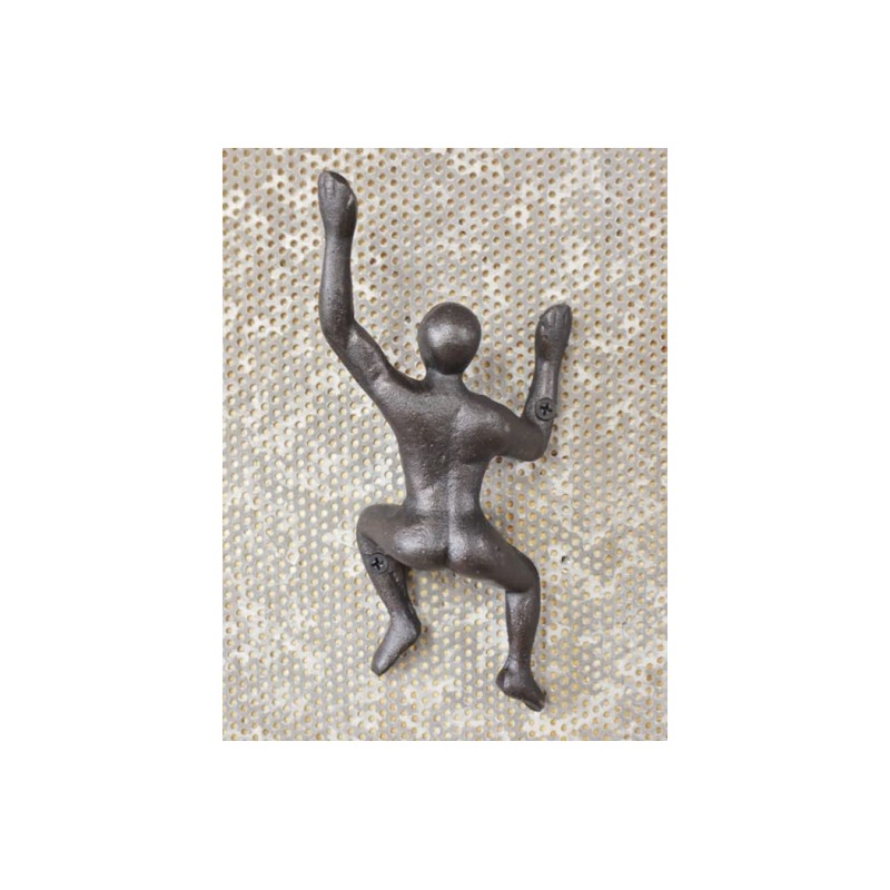 Cast Iron Climbing Man Industrial Style Coat Hook | Black
