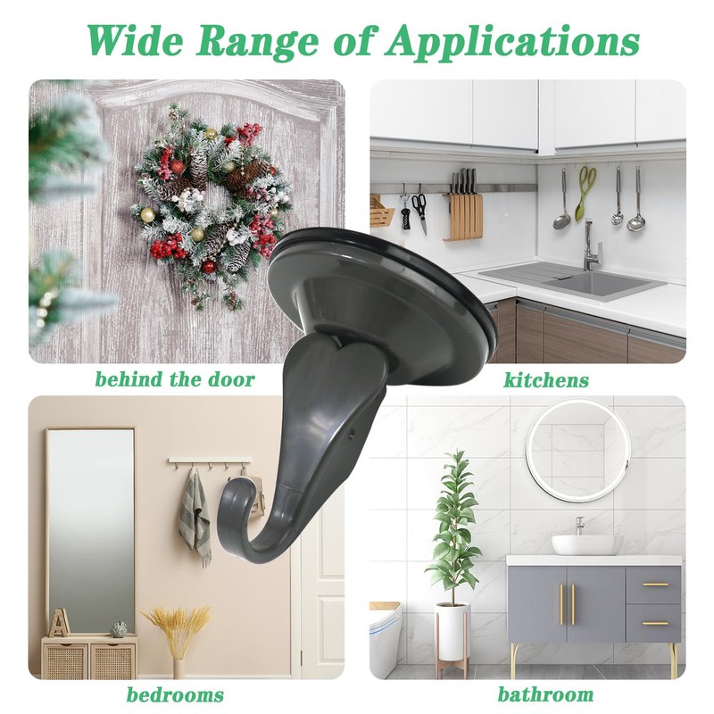 DRHYO 4Pack Heart Shape Suction Hooks, Vacuum Suction Cup Hooks,