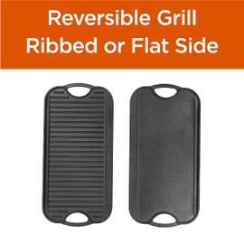 Commercial CHEF Cast Iron Griddle, Reversible Grill Griddle with Dual Handles for Stove, Oven and Outdoors